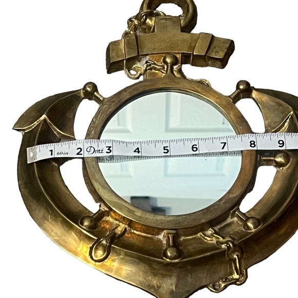 Vintage Solid Brass Ships Anchor Nautical Framed Mirror - Picture 9 of 9